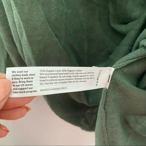 Eileen Fisher V Neck Tunic Sweater Green Nori M XL - Picture 6 of 11